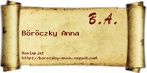 Böröczky Anna névjegykártya