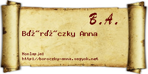 Böröczky Anna névjegykártya